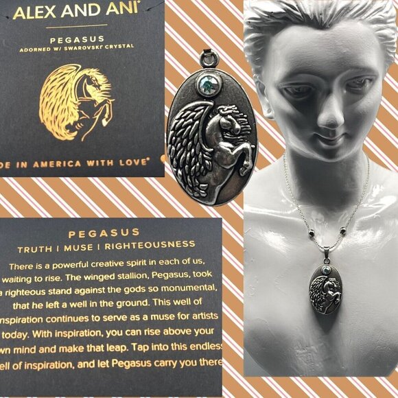 Alex And Ani Silver-Tone Pegasus Pendant Adjustable Bead Chain Slider Necklace - Picture 1 of 8